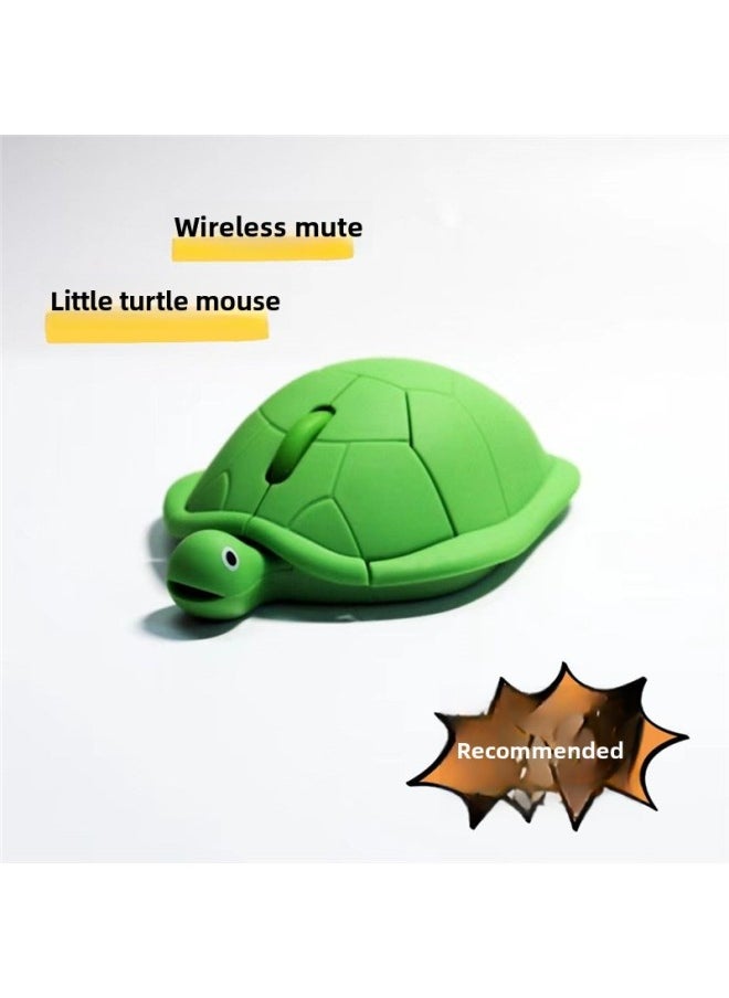 Generic - Personalized Student Cute Mouse Small Turtle Shape Fun Mouse Wireless Mouse Mute Computer Cartoon Creative-Color:Turtle Mouse (wireless) + Charger + Rechargeable Battery-Interface:Official Standard - Image 1