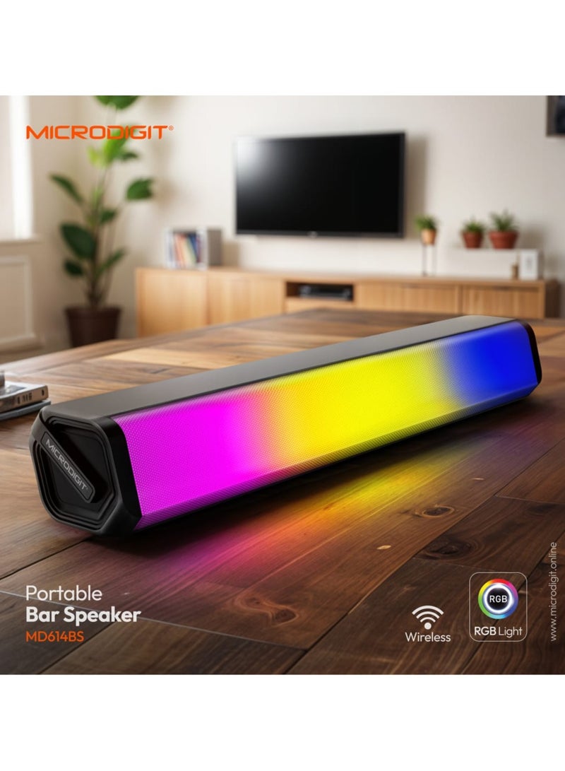 Microdigit MD614BS Bluetooth Bar Speaker – Powerful 10W Sound with Multicolor LED & Wireless Connectivity - Image 3