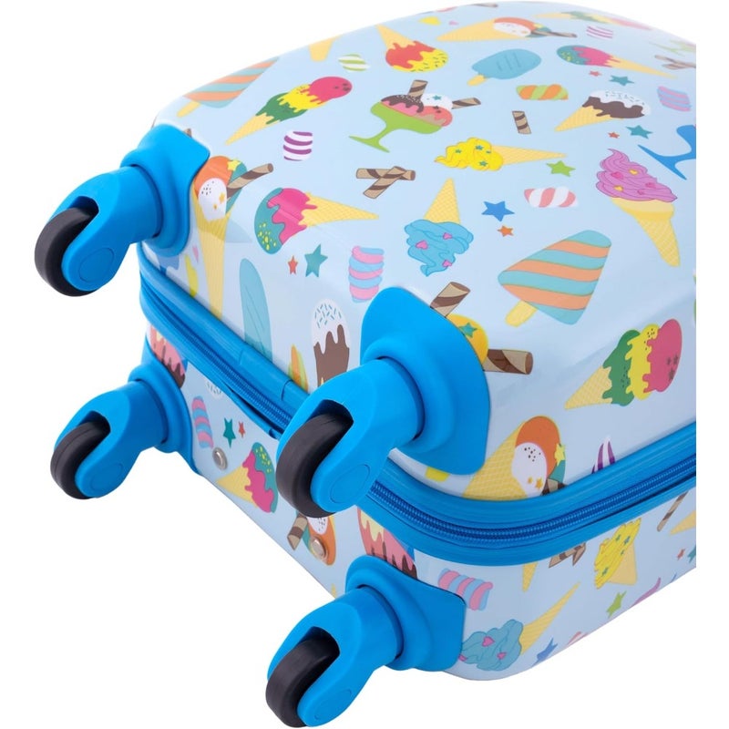 Unisex Kid's 5 Pcs Luggage Travel Set for airport and school use, durable polyester fabric, vibrant blue color, lightweight and stackable design - Image 3