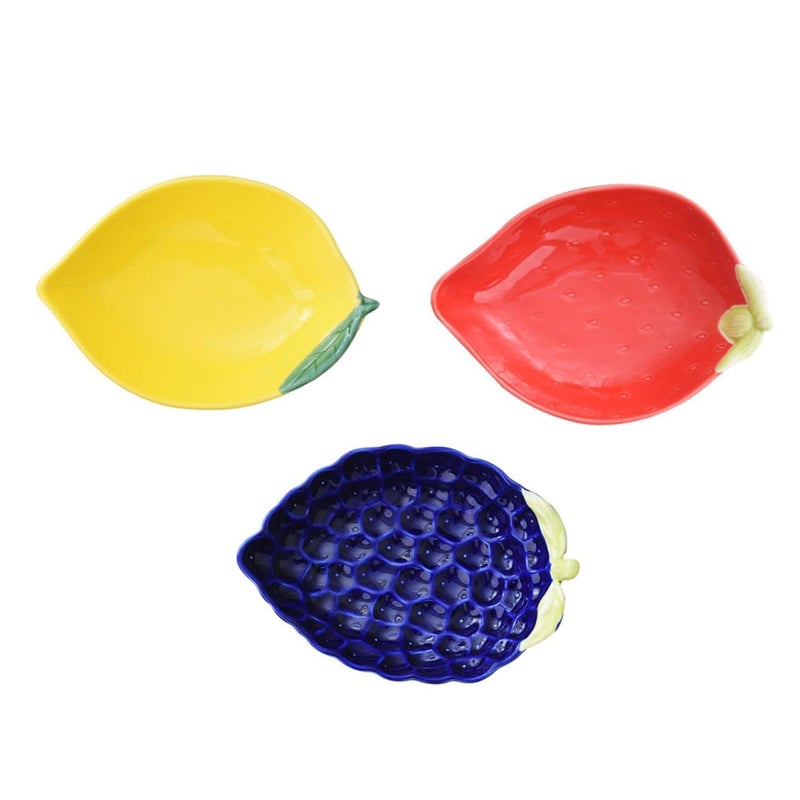 3 Piece Ceramic Fruit Snack Plates Set For Home Decor And Entertaining - Image 2