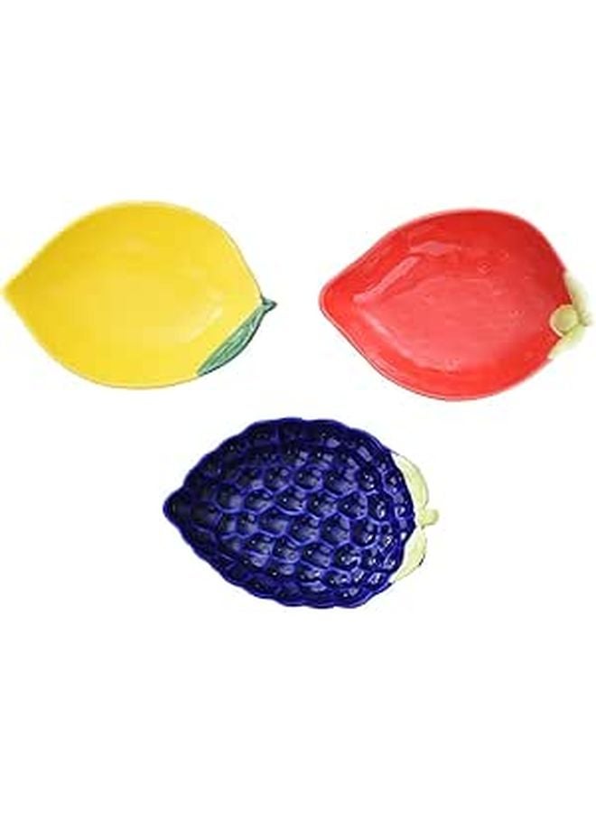 3 Piece Ceramic Fruit Snack Plates Set For Home Decor And Entertaining - Image 1