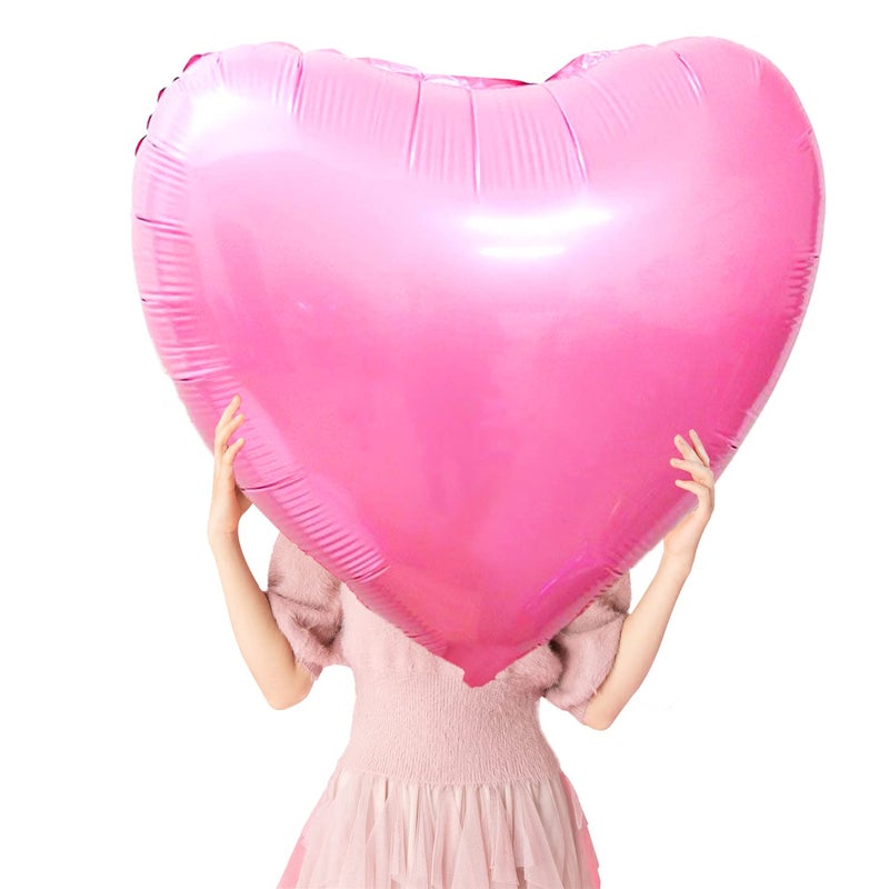 8 Pcs 36 Inch Huge Red Heart Balloons Romantic Large Heart Foil Balloons Valentines Day Balloons for Wedding Engagement Anniversary Party Favor Decorations Pink