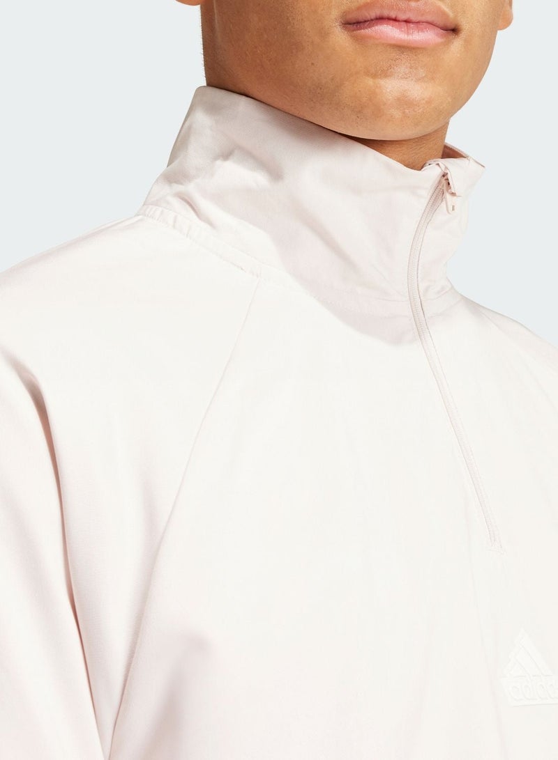 adidas أديداس بل سويت شيرت تدريب وردي بسحاب نصفي - Image 4