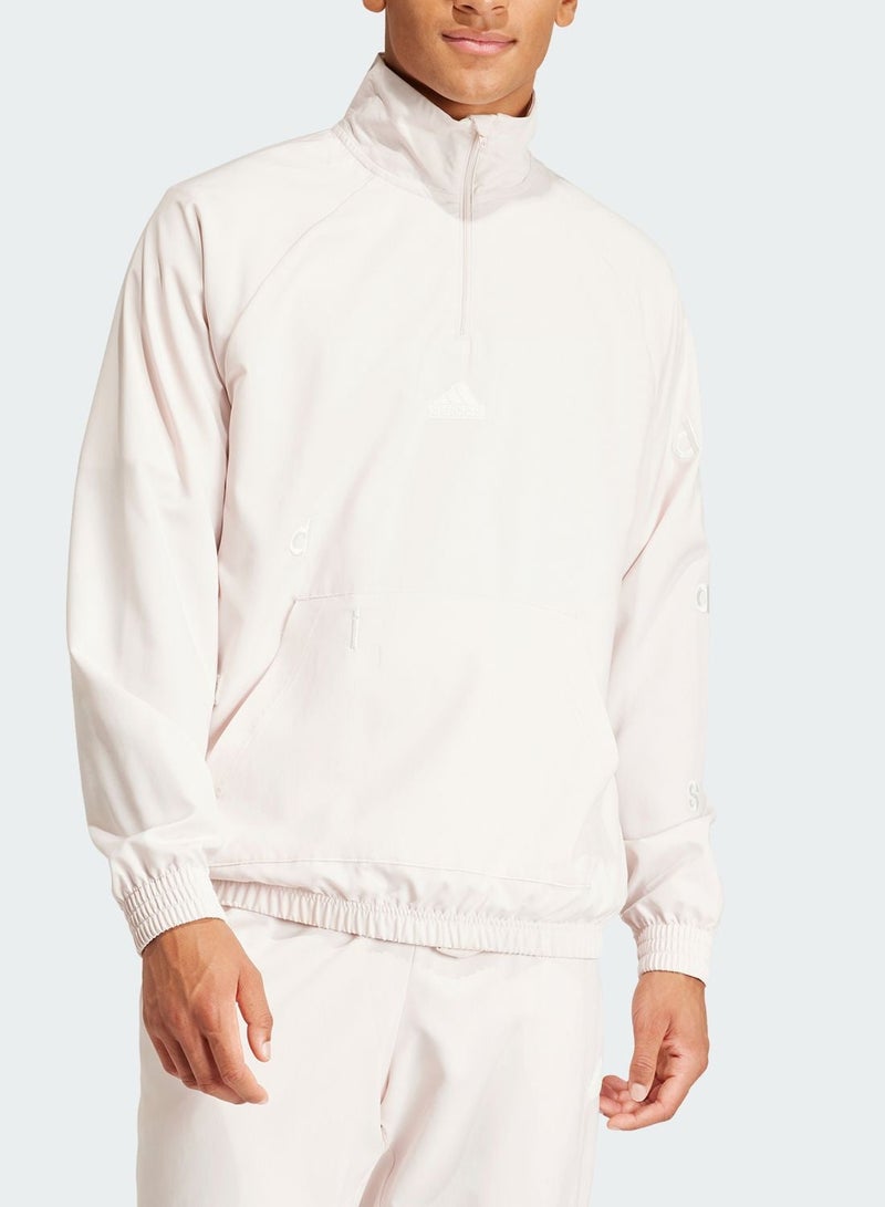 adidas أديداس بل سويت شيرت تدريب وردي بسحاب نصفي - Image 3