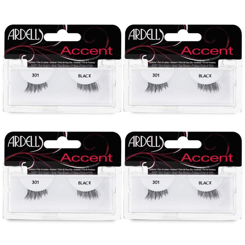 Ardell Accent Half Lashes 301 - Natural Cat Eye Lashes Wispy False Eyelashes for Outer Corner Volume, 4 Pack - Image 1