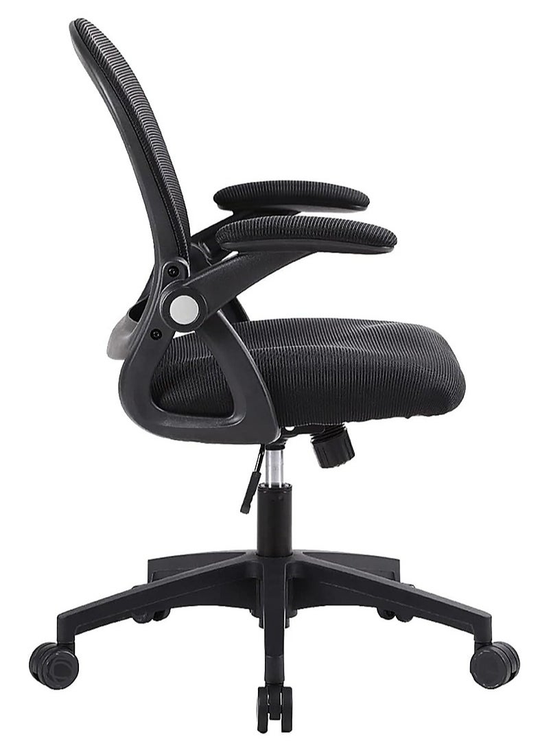 AGD - Office Chair, Swivel Office Chair, Mesh Low Back Adjustable with Foldable Armrests and Comfortable Lumbar Support, for Computer and Home Office Chair.(Grey) - Image 1