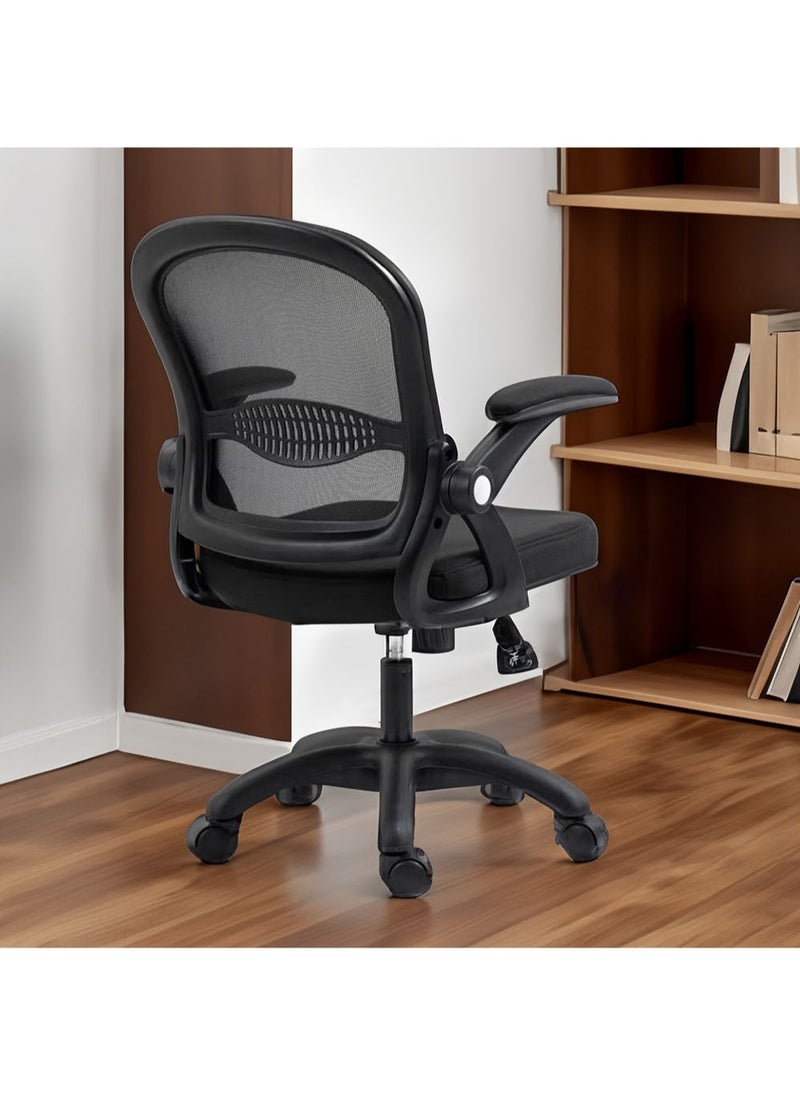 AGD - Office Chair, Swivel Office Chair, Mesh Low Back Adjustable with Foldable Armrests and Comfortable Lumbar Support, for Computer and Home Office Chair.(Grey) - Image 1