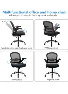 AGD Office Chair, Swivel Office Chair, Mesh Low Back Adjustable with Foldable Armrests and Comfortable Lumbar Support, for Computer and Home Office Chair.(Grey)  - Image 5