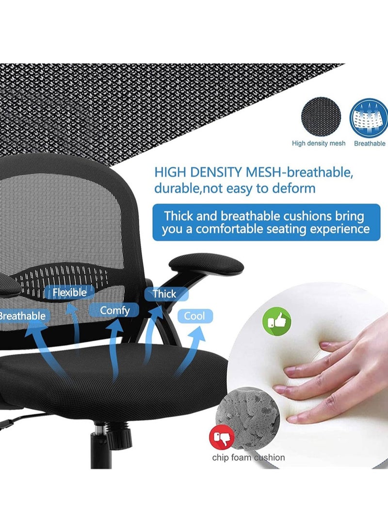 AGD - Office Chair, Swivel Office Chair, Mesh Low Back Adjustable with Foldable Armrests and Comfortable Lumbar Support, for Computer and Home Office Chair.(Grey) - Image 1
