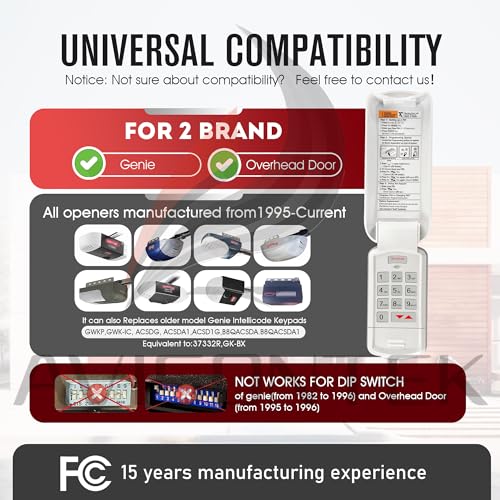 Avisontek Genie Garage Door Opener Keypad Remote GK-BX G3T-BX, Compatible with 𝑨𝒍𝒍 Intellicode Genie Garage Door Opener【10 Year Warranty】 - Image 2