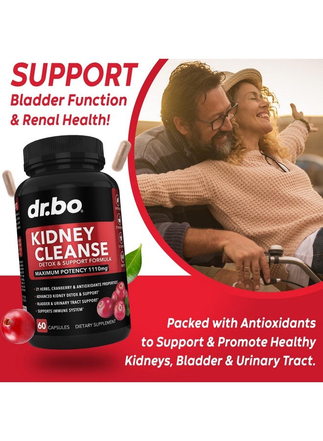 dr.bo Kidney Cleanse Detox Support Supplement - Natural Cranberry, Juniper Berries, Buchu & Uva Ursi Extract to Support Kidneys, Bladder & Urinary Tract Health Supplements - Herbal Renal Blend Formula Pills - Image 3