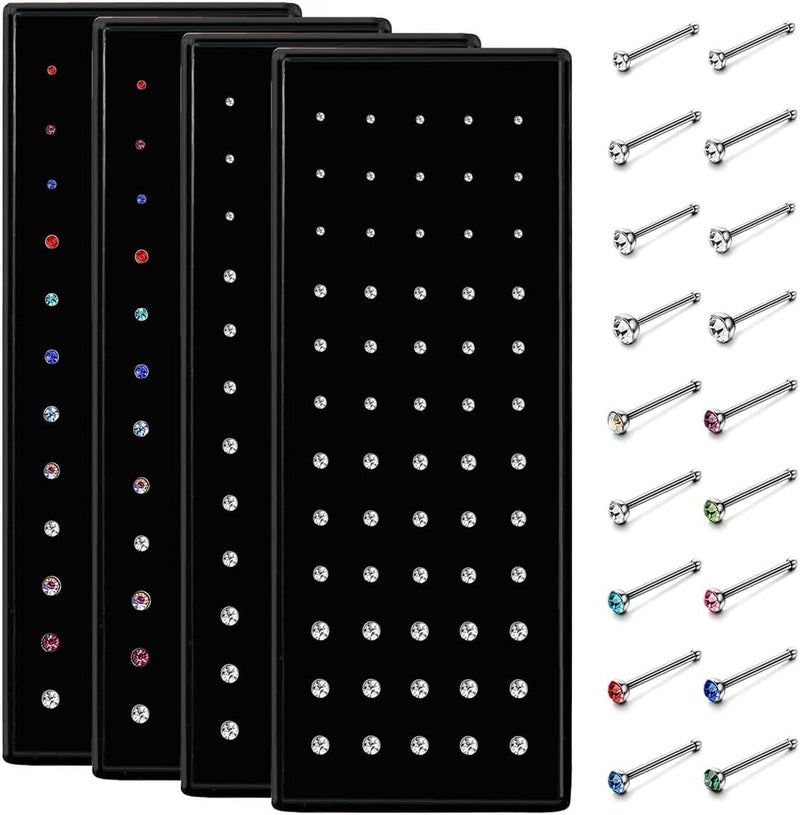 Luckam Stainless Steel Nose Studs, 1.5mm 2mm 2.5mm L Shaped Nose Rings Studs Nose Rings for Women Men Nostrial Piercing Pin Body Jewelry, Hypoallergenic - Image 1