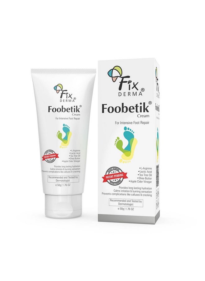 FIXDERMA Foobetik Cream, Foot Cream, Foot Care For Diabetic, For Dry & Cracked Feet, Moisturizes & Soothes Feet, Heel Repair, For Calloused, Or Chapped Skin, Paraben Free - 50G  - Image 1