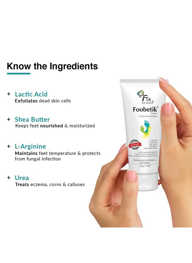 FIXDERMA Foobetik Cream, Foot Cream, Foot Care For Diabetic, For Dry & Cracked Feet, Moisturizes & Soothes Feet, Heel Repair, For Calloused, Or Chapped Skin, Paraben Free - 50G  - Image 4