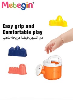 MEBEGIN 7PCS Beach Wheelbarrow Toy Set with 1 Watering Can, 1 Rake, 1 Shovel and 2 Sand Models, Colorful Beach Toys, Fun Travel Toys, Perfect for Little Hands to Grasp, Ideal Gift for Kids  - Image 5