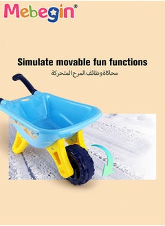 MEBEGIN 7PCS Beach Wheelbarrow Toy Set with 1 Watering Can, 1 Rake, 1 Shovel and 2 Sand Models, Colorful Beach Toys, Fun Travel Toys, Perfect for Little Hands to Grasp, Ideal Gift for Kids  - Image 2