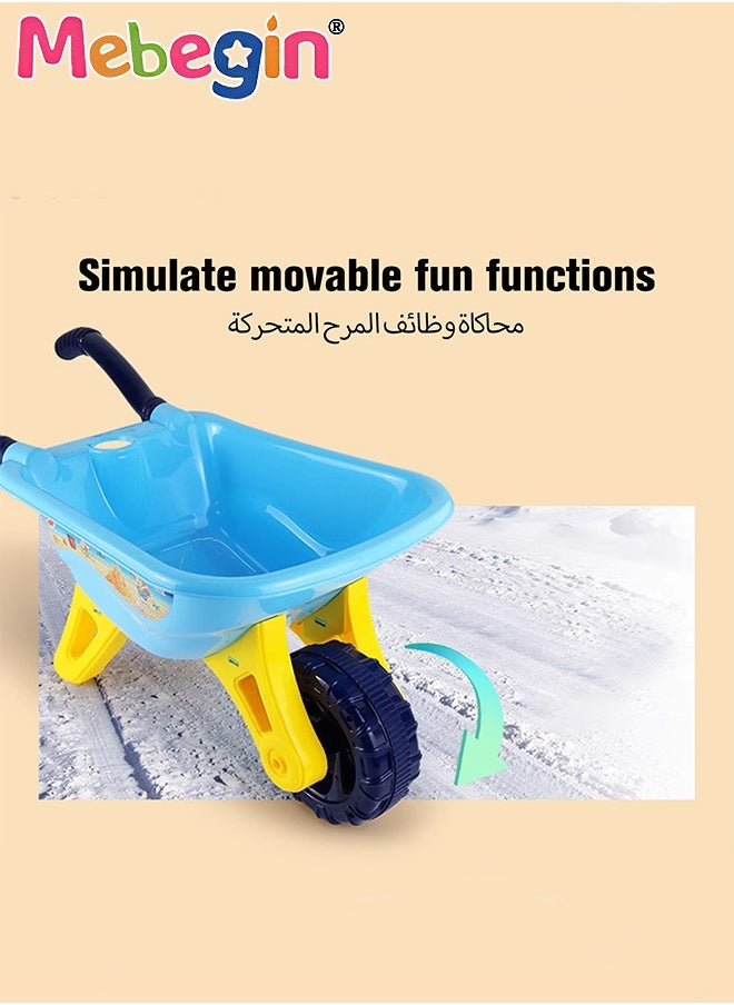MEBEGIN 7PCS Beach Wheelbarrow Toy Set with 1 Watering Can, 1 Rake, 1 Shovel and 2 Sand Models, Colorful Beach Toys, Fun Travel Toys, Perfect for Little Hands to Grasp, Ideal Gift for Kids  - Image 2
