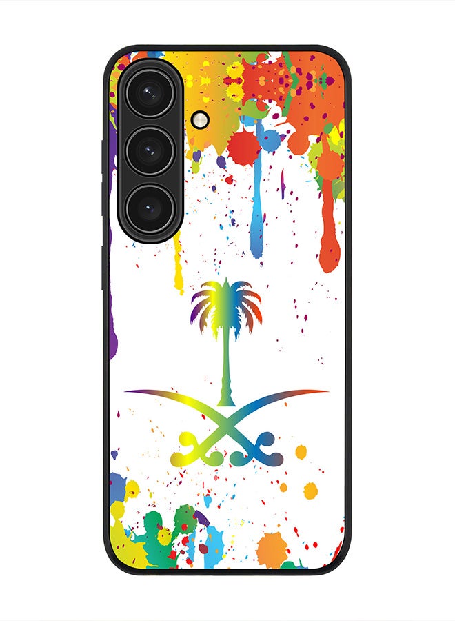 Stylizedd Rugged Black edge case for Samsung Galaxy S24, Slim fit Soft Case Flexible Rubber Edges Anti Drop TPU Gel Thin Cover- Colorful Saudi - Image 1
