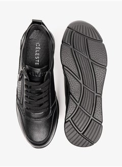 Celeste Women's Solid Shoes with Lace-Up Closure and Zip Detail  - Image 4