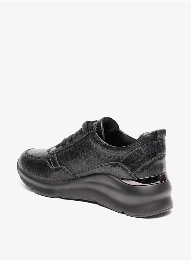 Celeste Women's Solid Shoes with Lace-Up Closure and Zip Detail  - Image 2