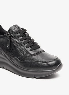 Celeste Women's Solid Shoes with Lace-Up Closure and Zip Detail  - Image 5
