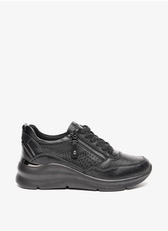 Celeste Women's Solid Shoes with Lace-Up Closure and Zip Detail  - Image 3