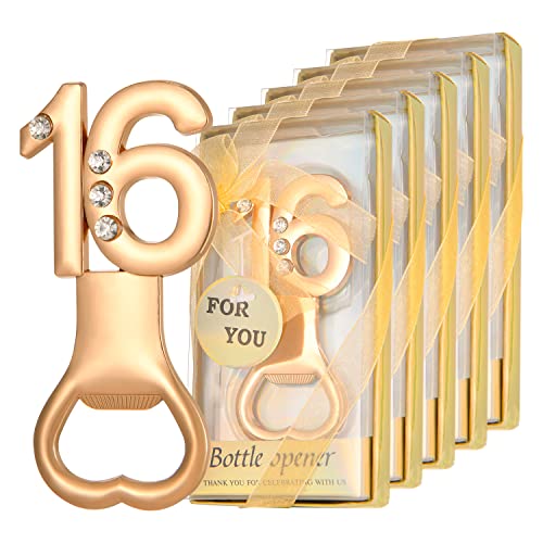 Winocbxt 24 PiecesPacks 16 Bottle Openers for Sweet16th Birthday Party Favors Wedding Anniversary Gidts Decorations or Souvenirs for Guests with Gift Boxes Party Giveaways for Adults 16 - Image 1