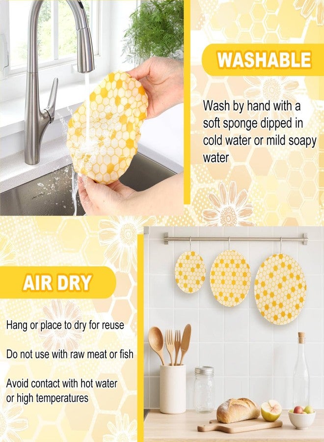 Pinsit 6Pcs Beeswax Bowl Covers, Reusable Bowl Covers 3 Sizes, Kitchen Storage Containers Lids for Food, Bread, Fruits and Leftover - Image 5