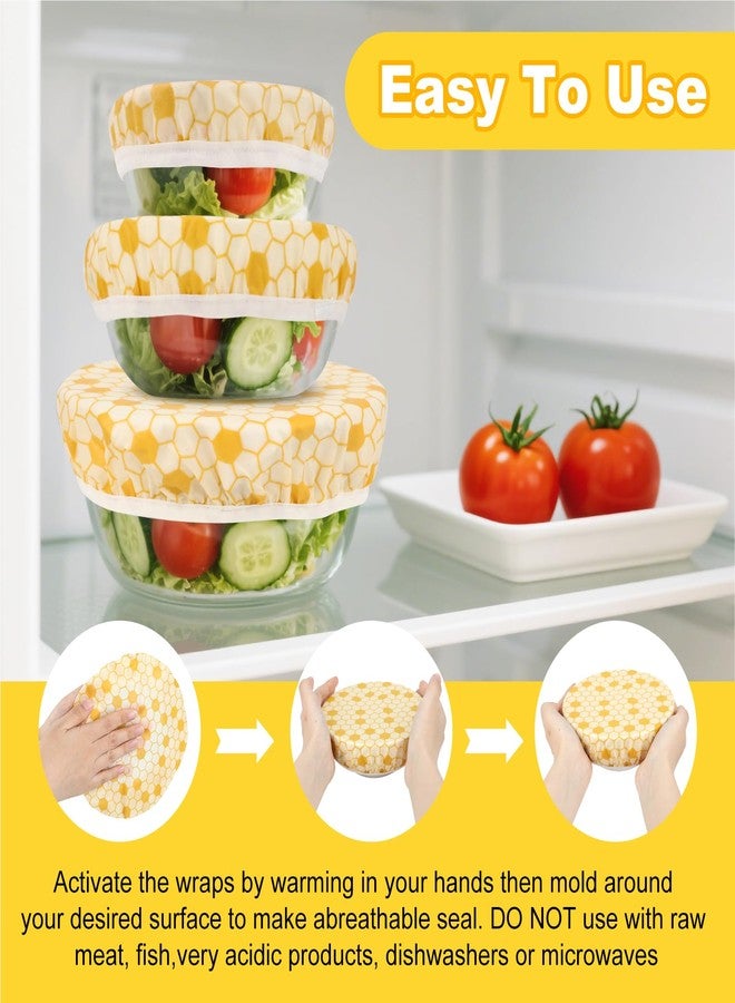 Pinsit 6Pcs Beeswax Bowl Covers, Reusable Bowl Covers 3 Sizes, Kitchen Storage Containers Lids for Food, Bread, Fruits and Leftover - Image 4