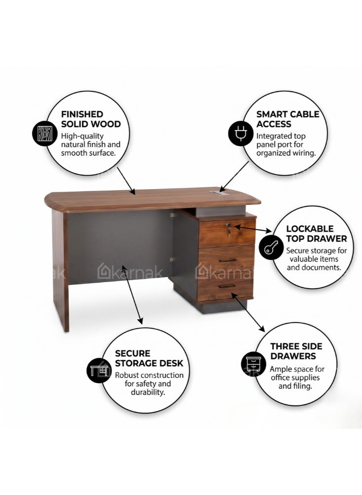 Karnak Cephas Reception Table with Lockable Drawers | Front Reception Desk | Multifunctional Modern Office Front Counter Table for Retail Hotel Clinic Workspace Furniture (Grey) - Image 3