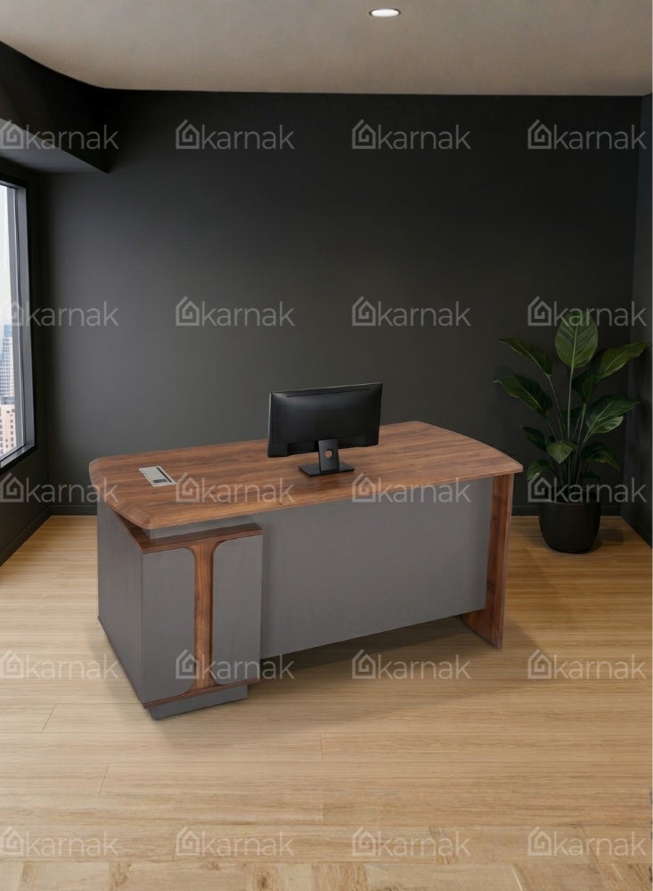 Karnak Cephas Reception Table with Lockable Drawers | Front Reception Desk | Multifunctional Modern Office Front Counter Table for Retail Hotel Clinic Workspace Furniture (Grey) - Image 4