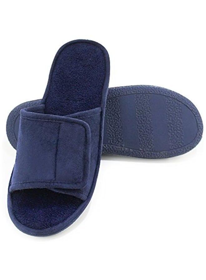 Adjustable House Slippers for Men Soft Open Toe Breathable Indoor Slip on Mens Slides Sandals with Memory Foam for Home Bedroom,All Seasons - Image 1