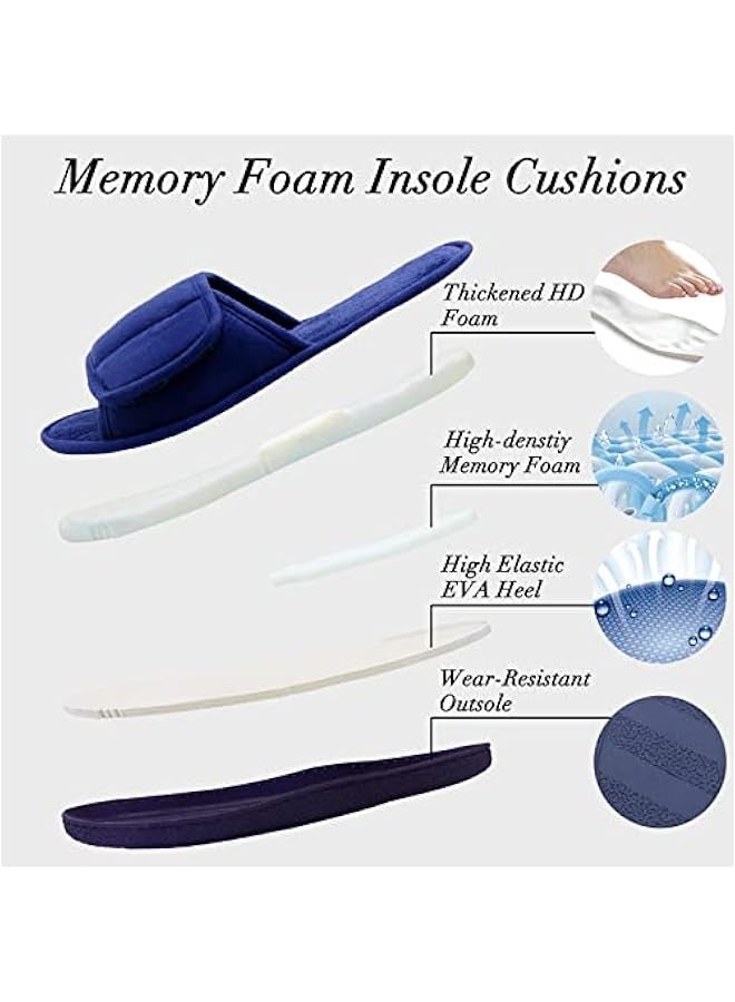 Adjustable House Slippers for Men Soft Open Toe Breathable Indoor Slip on Mens Slides Sandals with Memory Foam for Home Bedroom,All Seasons - Image 2