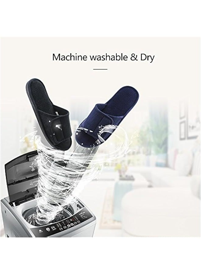 Adjustable House Slippers for Men Soft Open Toe Breathable Indoor Slip on Mens Slides Sandals with Memory Foam for Home Bedroom,All Seasons - Image 5