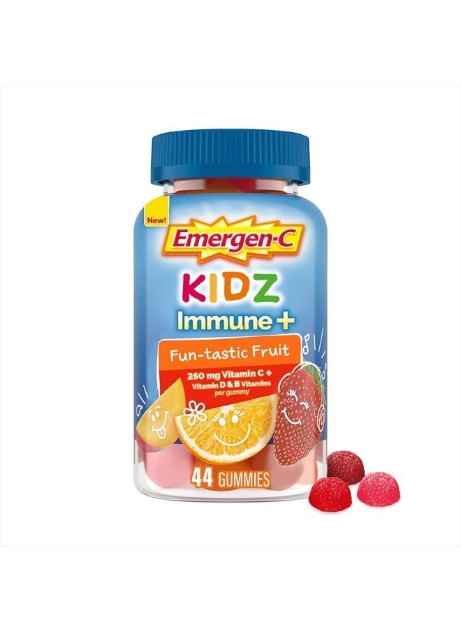 Emergen-C Kidz Immune+ Immune Support Dietary Supplements, Flavored Gummies with Vitamin C, B Vitamins and Vitamin D for Immune Support, Fun-Tastic Fruit Flavored Gummies - 44 Count  - Image 1