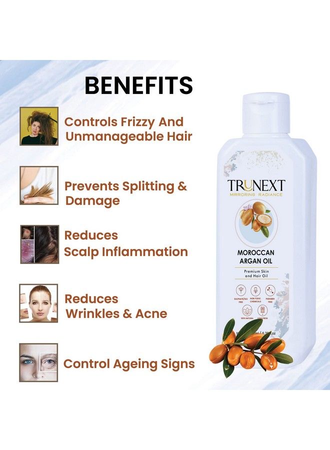 TRUNEXT Moroccan Argan Oil For Hair Pure Cold Pressed And 100% Organic Argon Oil To Revive Dry Damaged Repair Nourish And Protect Your Hair Lock 200 Ml - Image 4