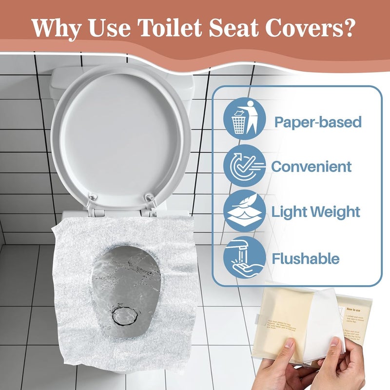 Rainflow Toilet Seat Cover  Portable Toilet Seat Paper Covers Disposable Flushable for Bathroom Travel Camping Hotel EssentialsSticker free167x141 Inches10 Pack of 100HalfFold - Image 3