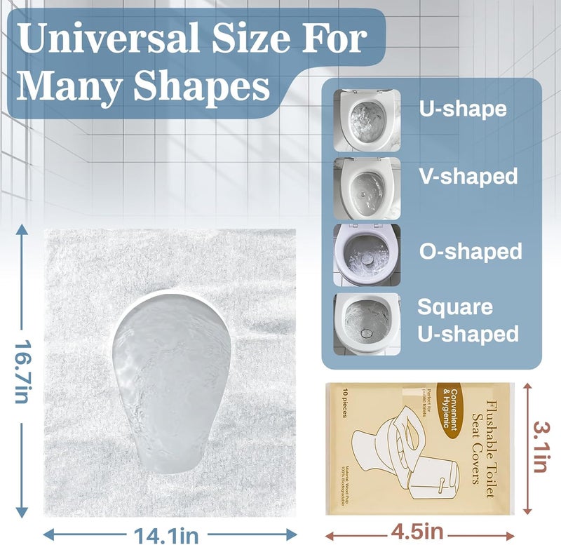Rainflow Toilet Seat Cover  Portable Toilet Seat Paper Covers Disposable Flushable for Bathroom Travel Camping Hotel EssentialsSticker free167x141 Inches10 Pack of 100HalfFold - Image 2