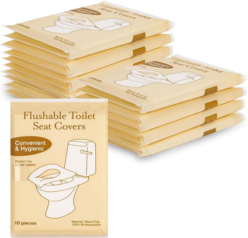 Rainflow Toilet Seat Cover  Portable Toilet Seat Paper Covers Disposable Flushable for Bathroom Travel Camping Hotel EssentialsSticker free167x141 Inches10 Pack of 100HalfFold - Image 1