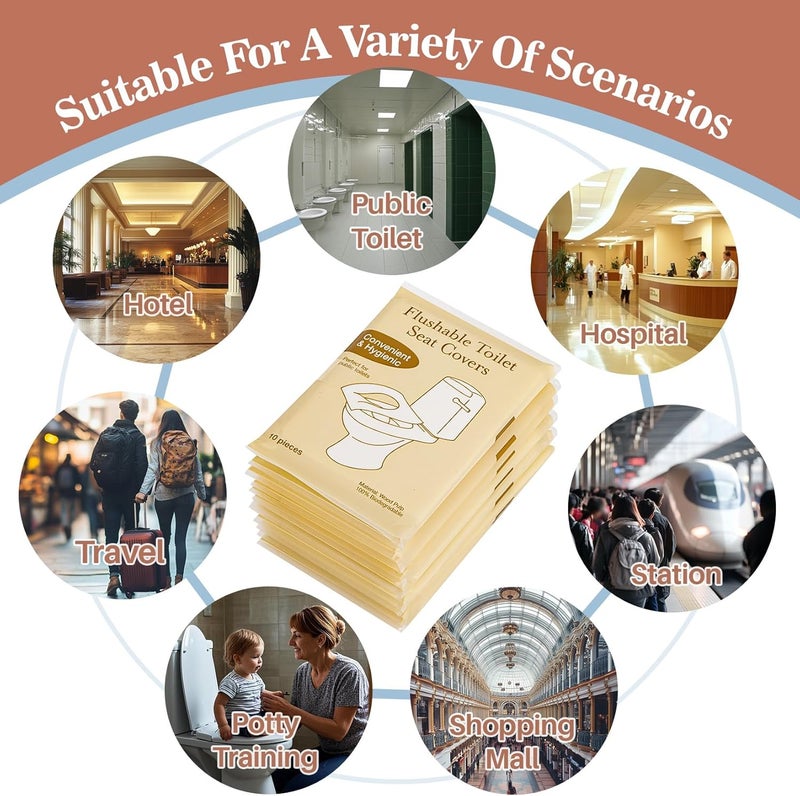 Rainflow Toilet Seat Cover  Portable Toilet Seat Paper Covers Disposable Flushable for Bathroom Travel Camping Hotel EssentialsSticker free167x141 Inches10 Pack of 100HalfFold - Image 5