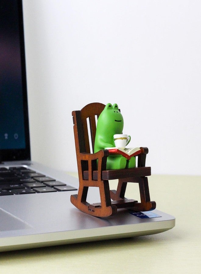 Refintural Miniature Frog Figurines - Funny Frog Sculpture for Shelf, Desk Decoration - Frog Desk Accessories - Perfect Cute Frog Gift for Frog Lovers（Rocking Chair） - Image 2