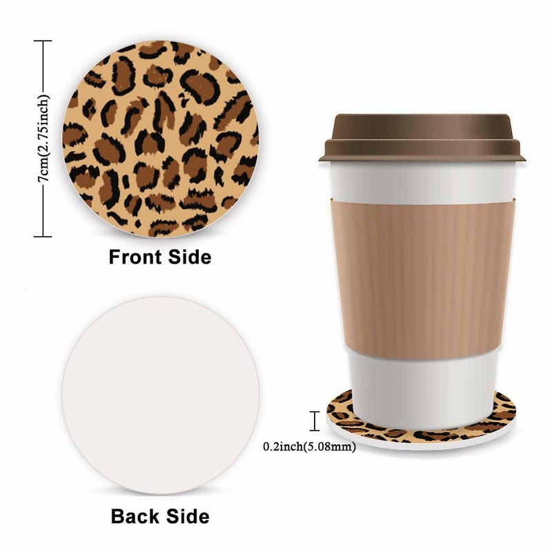Gwwens Brown Leopard Print Fuzzy Steering Wheel Cover for Women, Universal Auto Steering Wheel 14-15 Inch Soft Warm Car Interior Accessories with 2PCS Car Coasters, Suitable for Men and Women - Image 2