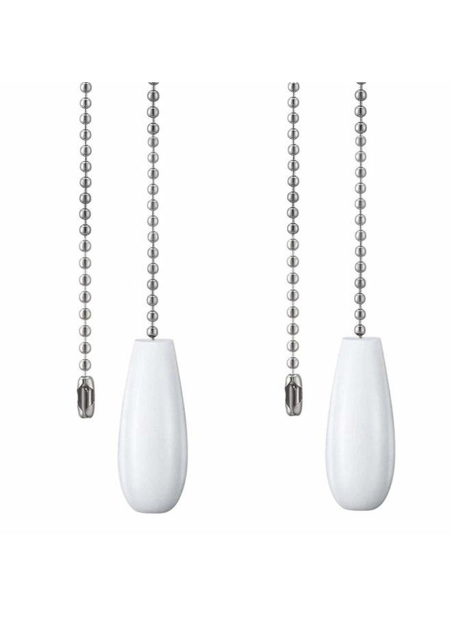 DAYONE Ceiling Fan Chain Pulls White Wooden Pull Chain Extension for Ceiling Light Fan Chain 2 Pack - Image 1