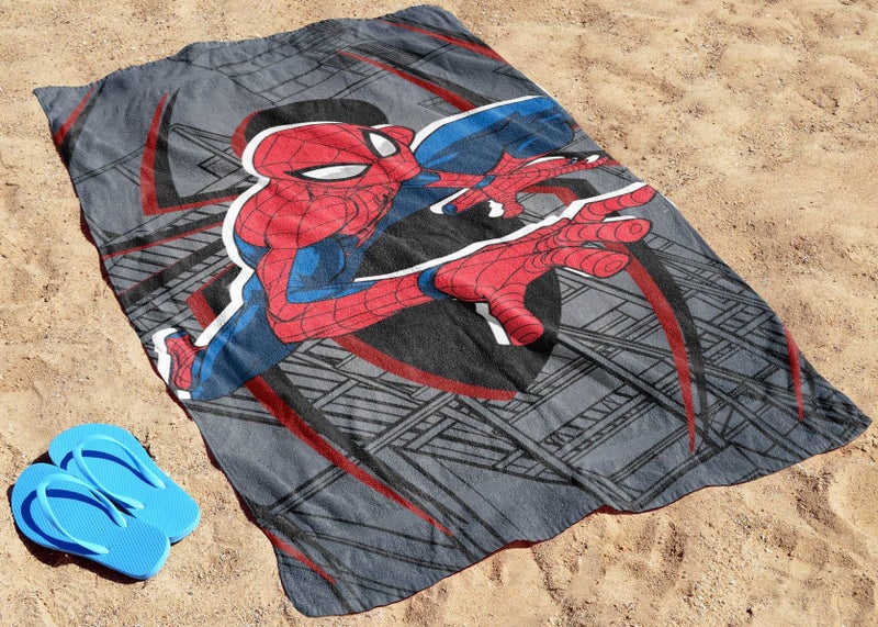 Jay Franco Marvel Spiderman Bath Pool Beach Towel - Kids Grey Super Soft & Absorbent 100% Cotton Towel, Measures 28 x 58 - Image 3
