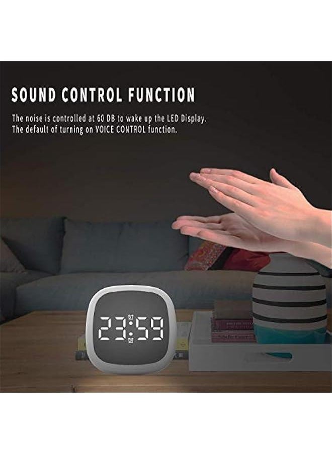 LED Digital Snooze Alarm Clock, Alarm Clock Digital Travel Alarm Clocks Bedside Battery Mains Powered Dual Loud Alarms for Heavy Sleepers LED Clock with Adjustable Brightness Snooze and Adapter