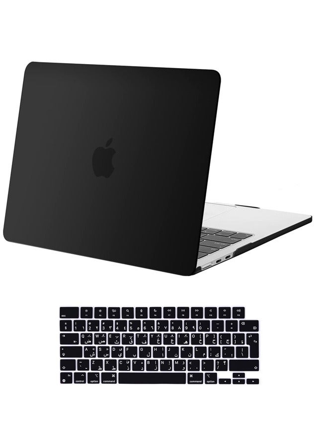 SJet Case Compatible with MacBook Air 13 inch M5 2026 M4 2025 M3 M2 2024-2022 A3449 A3240 A3113 A2681, Plastic Hard Shell with Keyboard Skin Cover for MacBook Air 13.6 inch Case, Black AR Layout