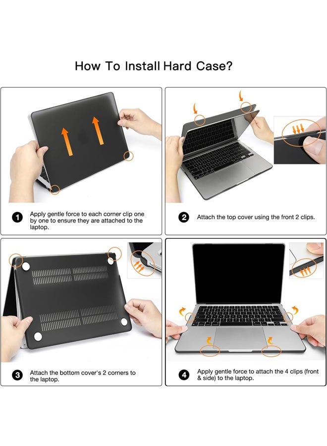 SJet Case Compatible with MacBook Air 13 inch M5 2026 M4 2025 M3 M2 2024-2022 A3449 A3240 A3113 A2681, Plastic Hard Shell with Keyboard Skin Cover for MacBook Air 13.6 inch Case, Black AR Layout - Image 4