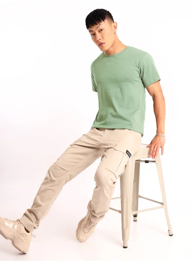 Beyoung Seafoam Green Plain T-shirt For Men