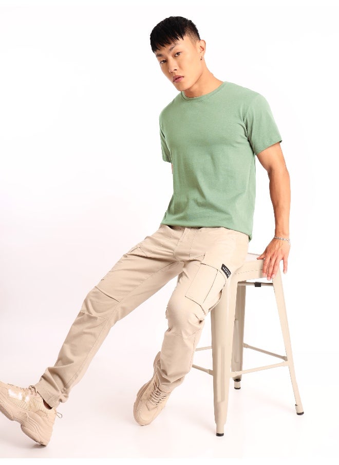 Beyoung Seafoam Green Plain T-shirt For Men  - Image 4