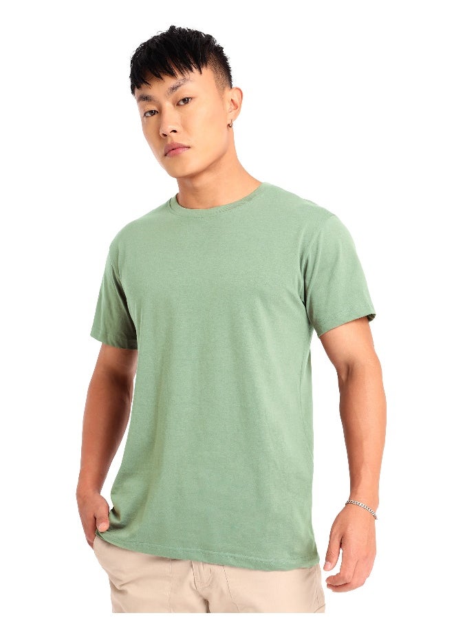 Beyoung Seafoam Green Plain T-shirt For Men  - Image 2